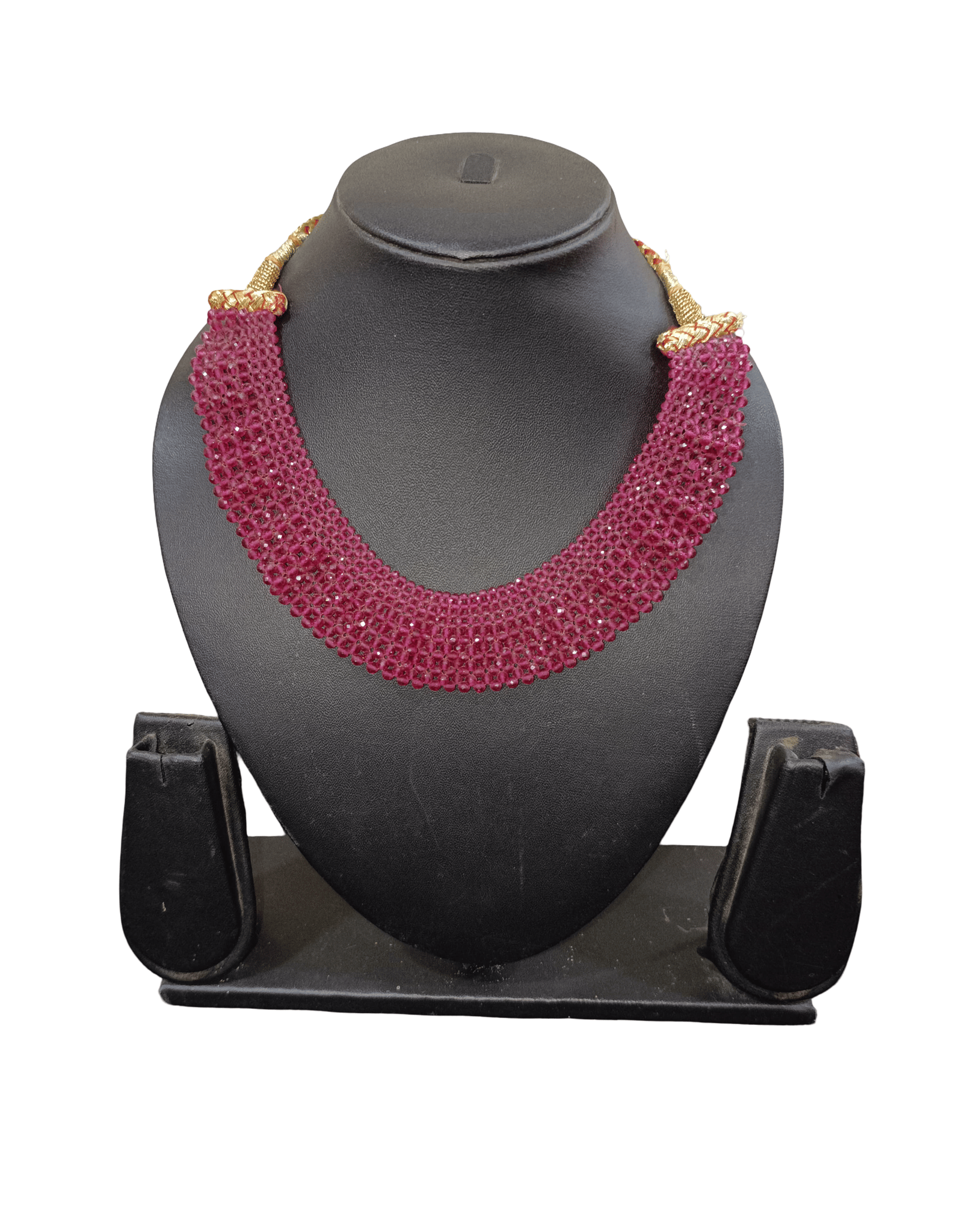 Ruby Red Bead Choker Set - Elegant Statement Piece