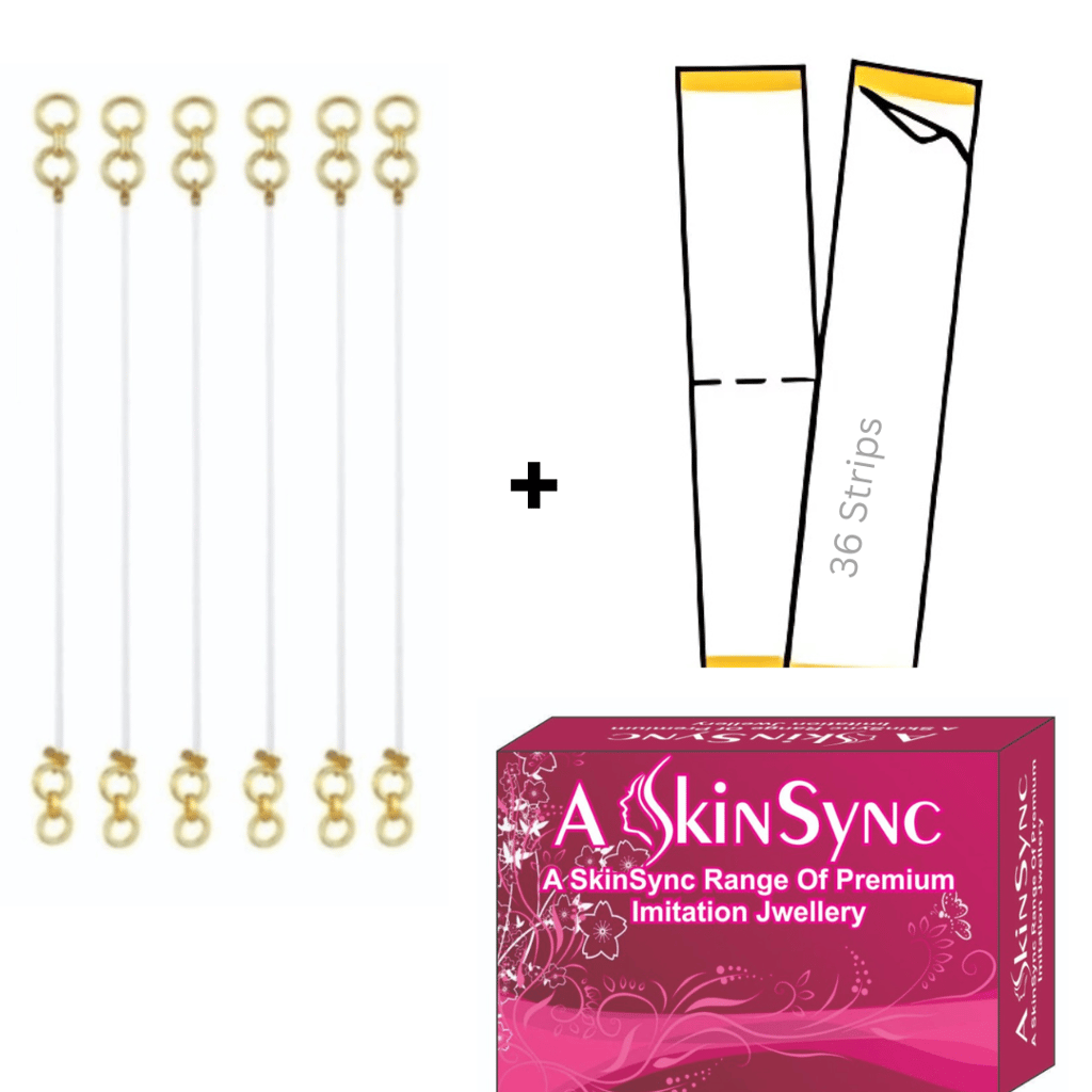 A SkinSync Gold Plated Invisible Transparent Heavy Earrings Support Ear Chains for Women and Girls (Pack of 3 Pairs) with 36 Strips Double Sided Tape for Fashion