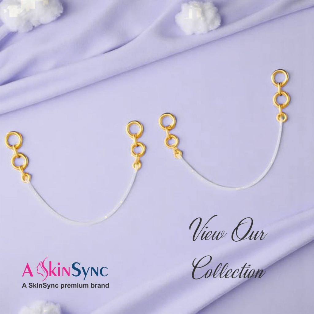 A SkinSync Gold Plated Invisible Transparent Heavy Earrings Support Ear Chains for Women and Girls (Pack of 3 Pairs) with 36 Strips Double Sided Tape for Fashion