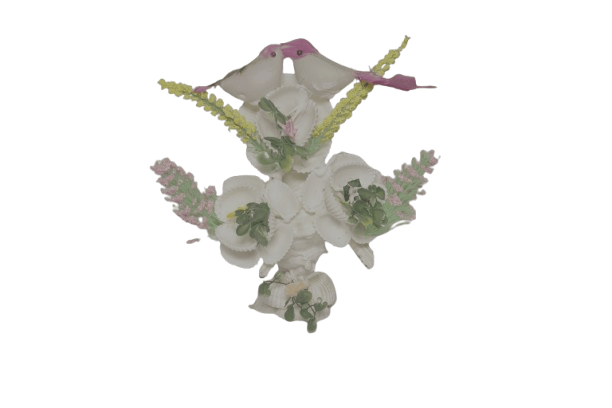 Decorative Bird Ornament with Handcrafted Flowers