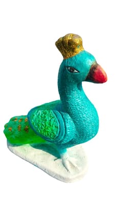 Turquoise Peacock Figurine with Golden Crown Turquoise Peacock Figurine with Golden Crown
