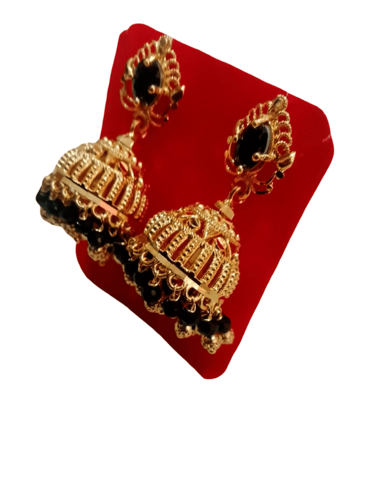 Traditional Temple Jewellery 18k One Gram Gold Ethnic Brass Stylish South Indian Screw Back Studs Round Ruby Jhumkas Set Jhumka Earrings For Women