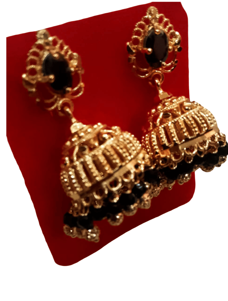 Traditional Temple Jewellery 18k One Gram Gold Ethnic Brass Stylish South Indian Screw Back Studs Round Ruby Jhumkas Set Jhumka Earrings For Women