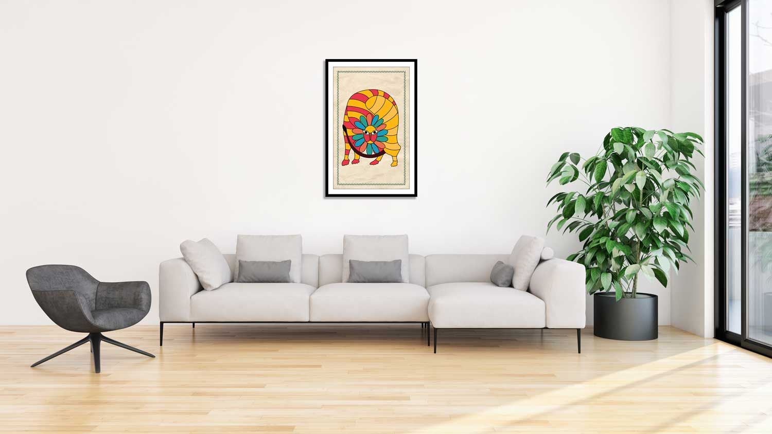 VIBRANT ANIMAL ART FRAMED PRINT 16in X 24in WITH BLACK FRAME