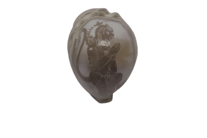 Carved Shankh Shell with Lord Hanuman - Spiritual Decor Carved Shankh Shell with Lord Hanuman - Spiritual Decor