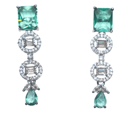 Emerald Green Drop Earrings with Cubic Zirconia