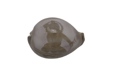 Intricately Carved Seashell with Deity Depiction Intricately Carved Seashell with Deity Depiction