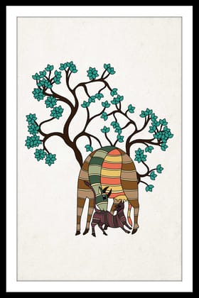 UNDER THE BODHI TREE 16in X 24in WITH BLACK FRAME