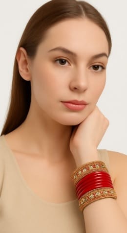 Red Bangles: Traditional Indian Jewelry, Lac-crafted Lahathi