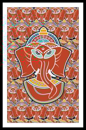 DIVINE SYMPHONY OF GANESHA WALLDECOR 16in X 24in WITH BLACK FRAME