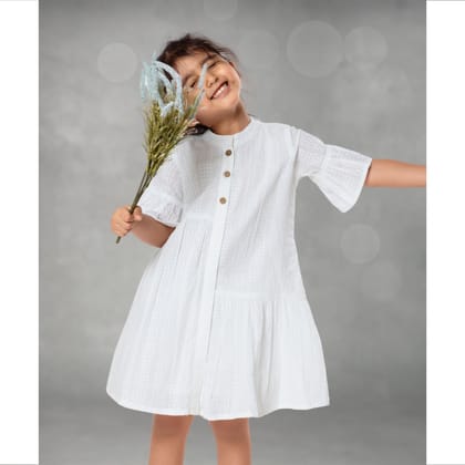 Cotton Dress | Colour Pop, White | 0-12Y-0-6m