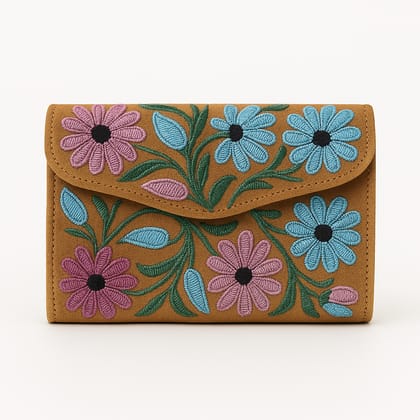 Embroidered Floral Brown Wallet Embroidered Floral Brown Wallet