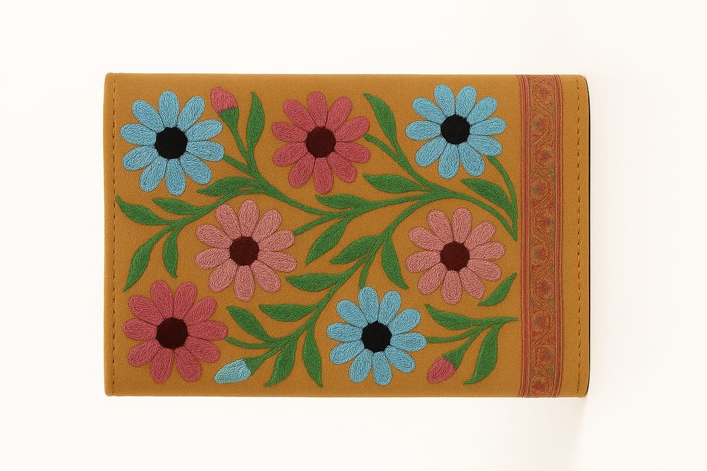 Embroidered Floral Brown Wallet