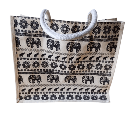Elephant Print Canvas Tote Bag - Stylish & Durable