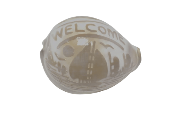 Welcome Seashell with Coastal Carvings - Beach Decor