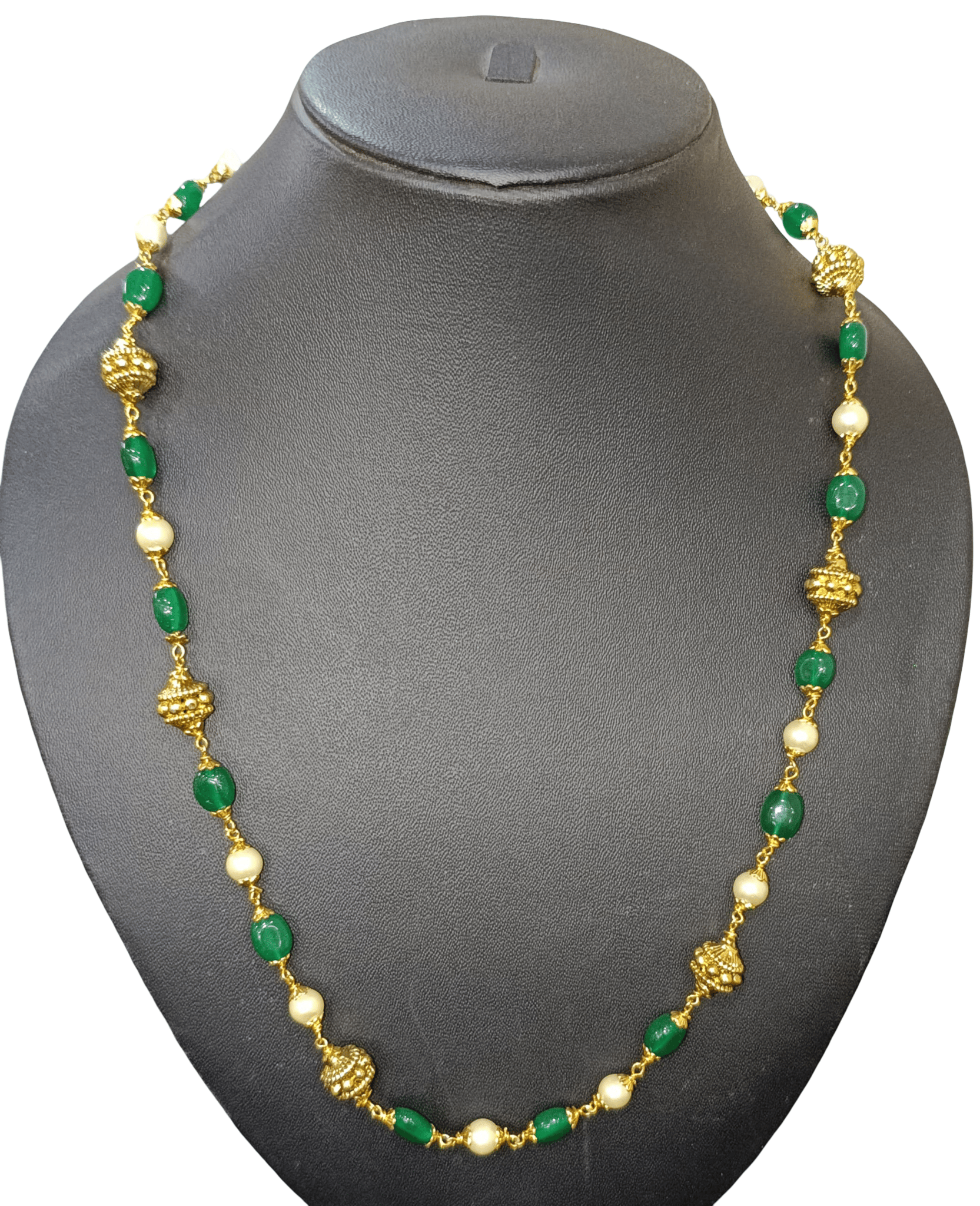 Emerald and Pearl Gold Necklace
