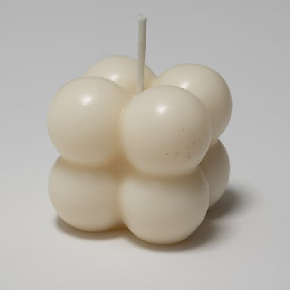 Ivory White Bubble Cube Candle - Decorative & Aromatic