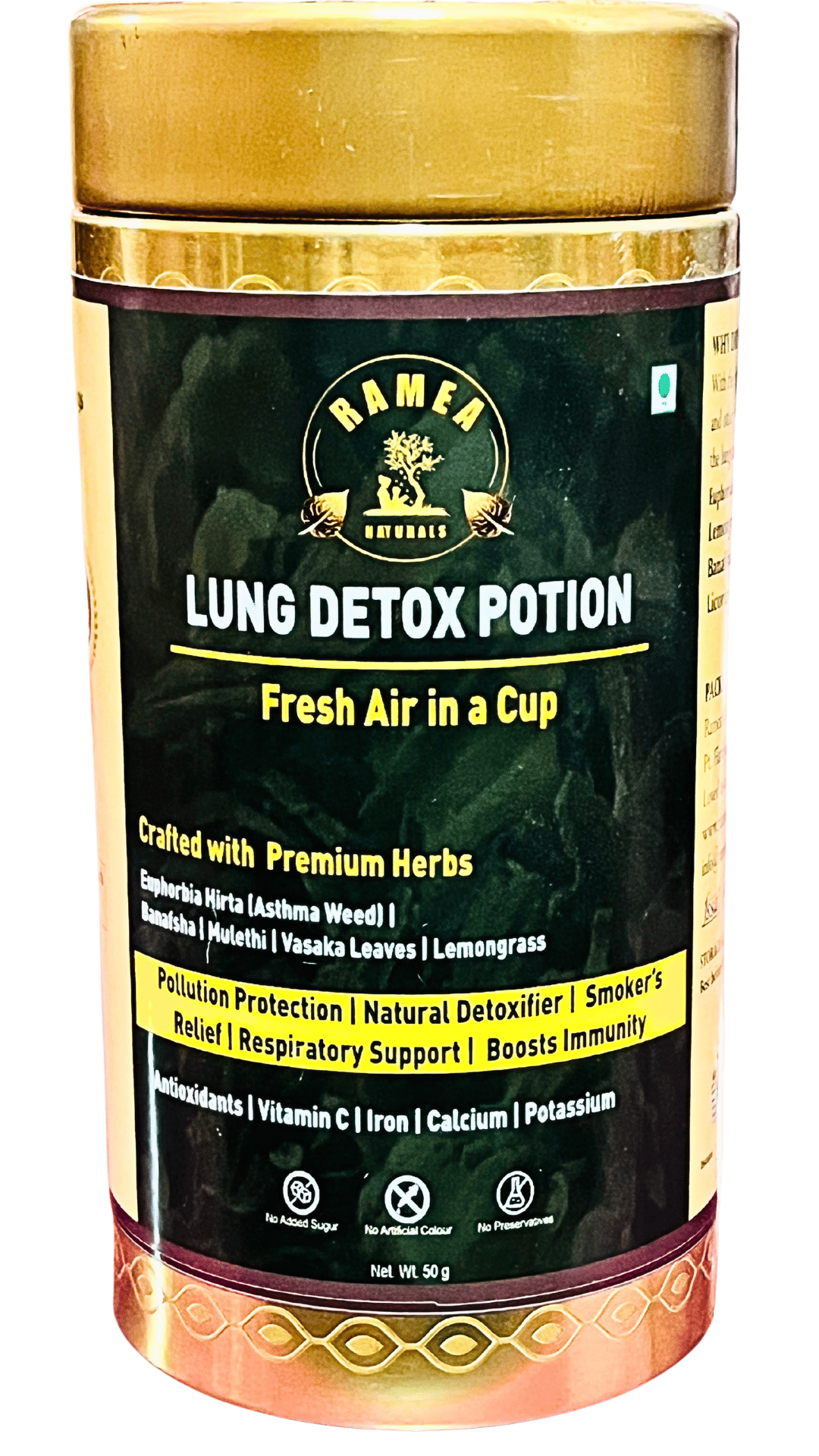 RAMEA Ayurveda | Lung Detox Tea | Herbal Tea | Premium Herbal Formulation | 50g 