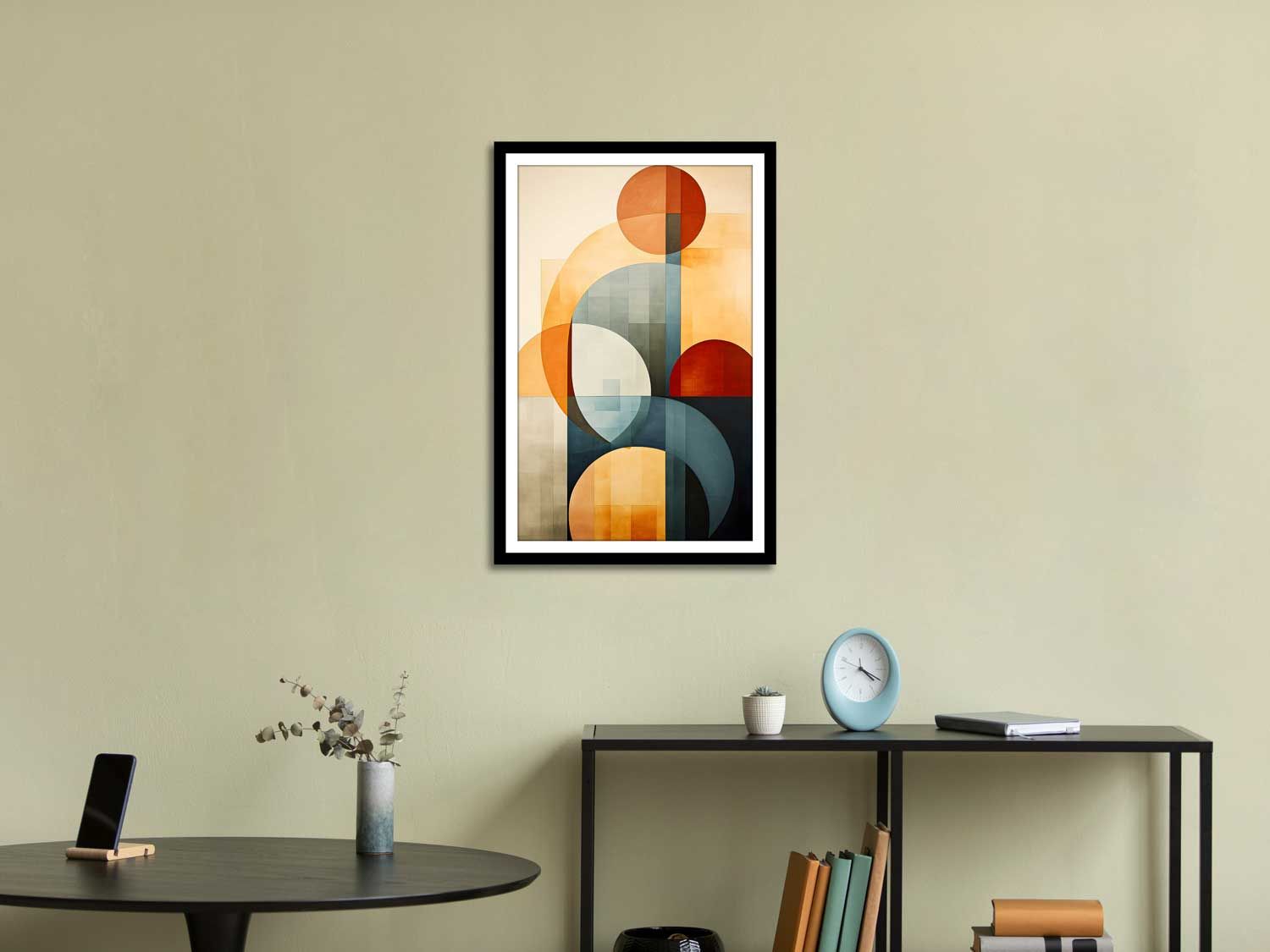 GEOMETRIC HARMONY WALL DECOR 16in X 24in WITH BLACK FRAME