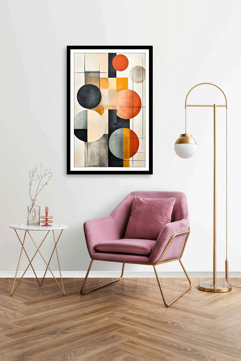 CIRCLE OF THOUGHT WALLART 16in X 24in WITH BLACK FRAME