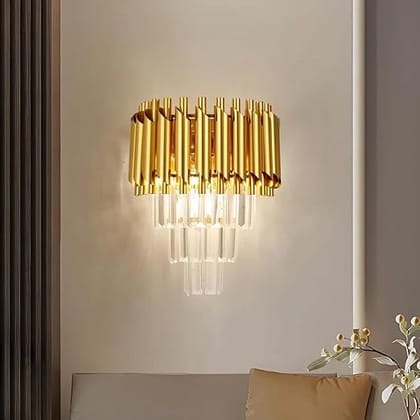 3 Layer Gold Crystal Led Wall Lamp, Wall Lights for Living Room Modern, Fancy Lights, Antique Home Decor for Living Room, Wall Lights for Home Decoration.