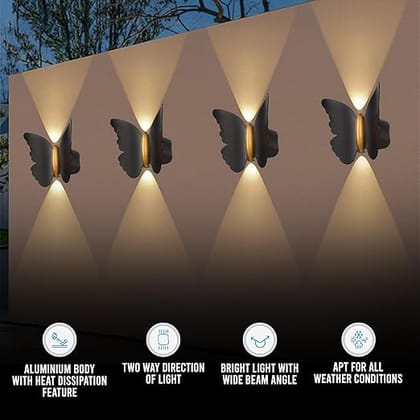 12W Waterproof Led Wall Light for Home Decoration – Up Down 2-Way LED Wall Lamp | IP65 Outdoor Fancy Wall Lights for Balcony,Gate,Elevation,Garden,Patio | Decorative Wall Mount Light -Pack of 1