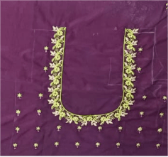 Purple Blouse with Floral Embroidery - Elegant & Exquisite