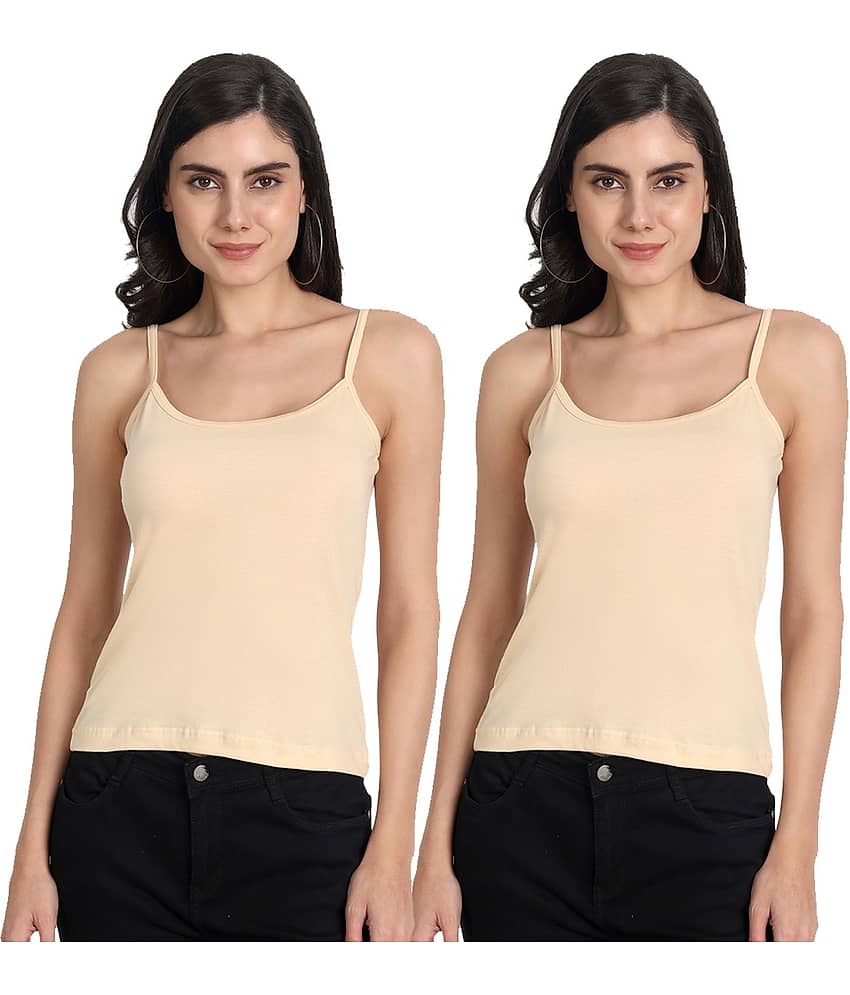 AIMLY Cotton Camisoles - Beige Pack of 2