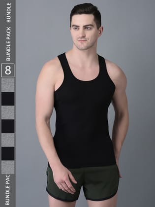 Men's Pack of 8 Solid Combed Cotton Vest