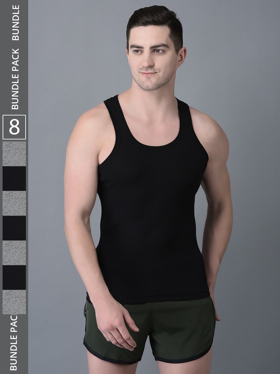 Men's Pack of 8 Solid Combed Cotton Vest