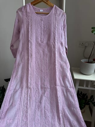 Kota Soft Cotton Chikankari Kurti - Mauve - CHAND Collection-Mauve / Kota cotton / S