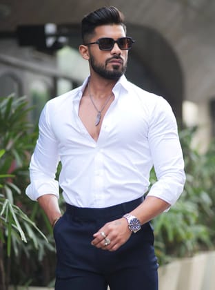 IMPORTED WHITE LYCRA SHIRT-XXL