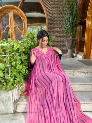 Tie-dye pink-purple kaftan