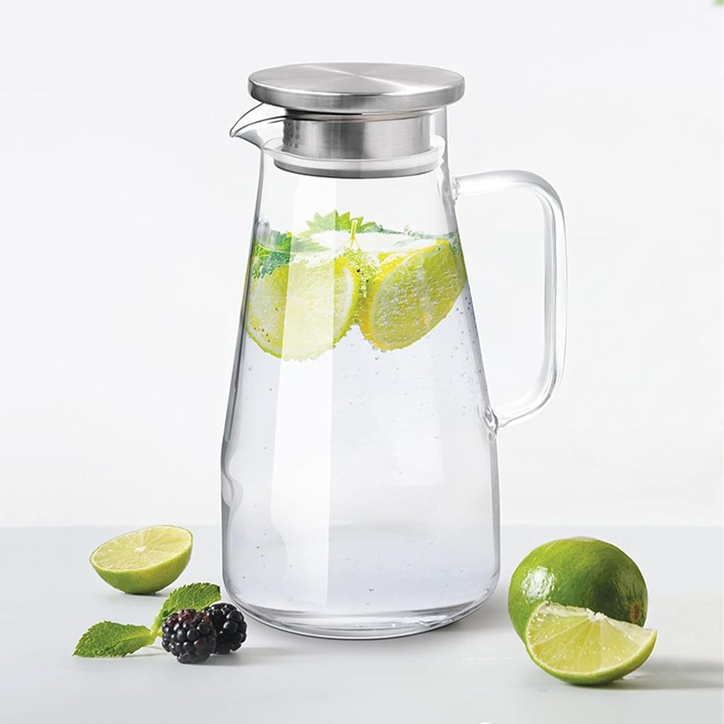 Treo By Milton Conic Borosilicate Glass Jug, 1800 ml, Transparent | Serve Water | Beverages | Iced Tea | Juices | Cocktail | Milk | Chaas | Shakes