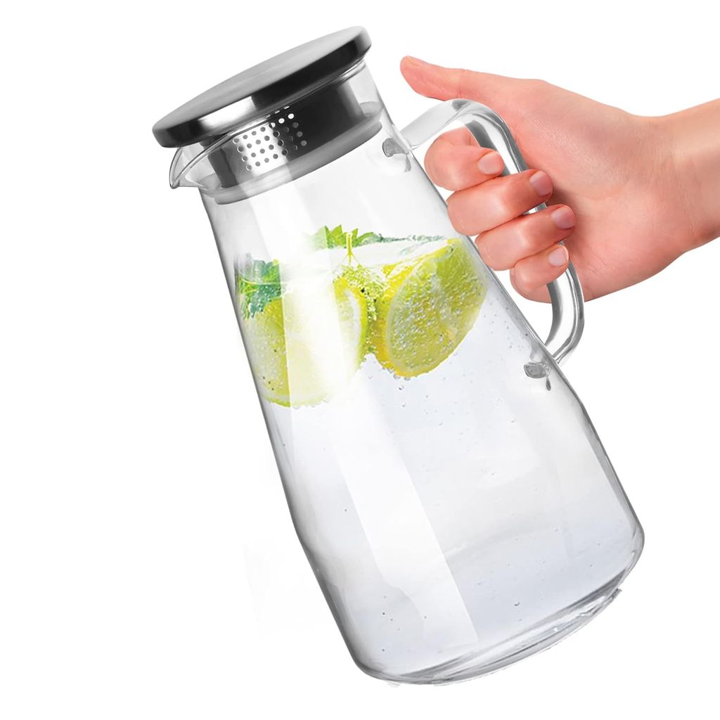 Treo By Milton Conic Borosilicate Glass Jug, 1800 ml, Transparent | Serve Water | Beverages | Iced Tea | Juices | Cocktail | Milk | Chaas | Shakes