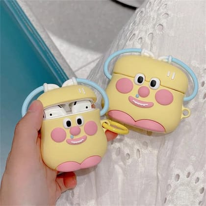 Cute Love Fashion Yellow Blue Hands Above Holder Rubber Silicone Airpod Case-Airpod (1st Gen / 2nd Gen)