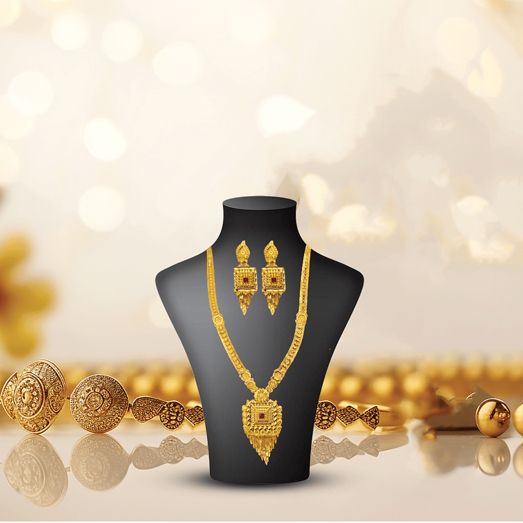 One Gram Gold Indian Traditional Antique Necklace Set with Earrings | Designer Wedding Jewelry | Ethnic Bridal Jewelry Set