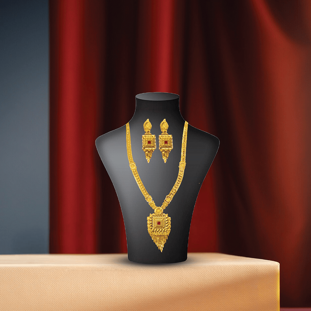 One Gram Gold Indian Traditional Antique Necklace Set with Earrings | Designer Wedding Jewelry | Ethnic Bridal Jewelry Set