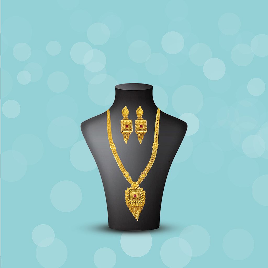 One Gram Gold Indian Traditional Antique Necklace Set with Earrings | Designer Wedding Jewelry | Ethnic Bridal Jewelry Set