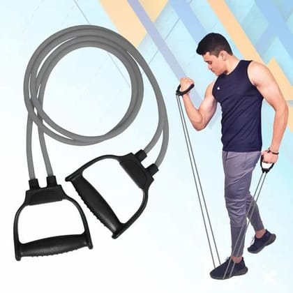 Qawvler Double Toning Latex Band Exercise with Handles, Strength Training Muscle Toning Tube, Multicolor (Pack of 1)