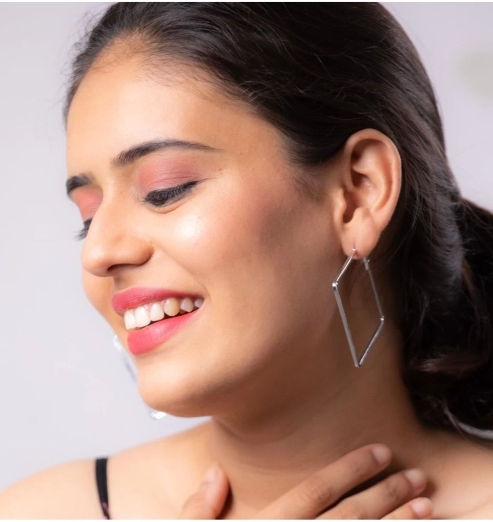 Silver Chakor Hoop Earrings Big Size Alloy Earring for Girls & Women Pack 1 Pair