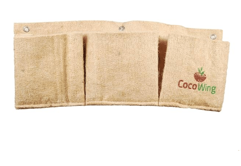 CocoWing: Jute Vertical Pockets | 3 Pocket Horizontal Hanging Planter | Create a Vertical Garden Anywhere You Like, Grow Your Microgreens