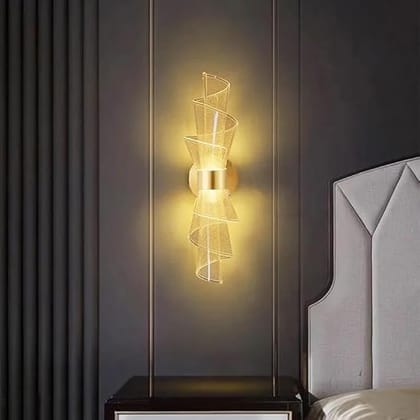 Led Acrylic Moden Golden Metal Wall Light - Warm White