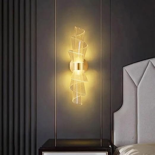 Led Acrylic Moden Golden Metal Wall Light - Warm White