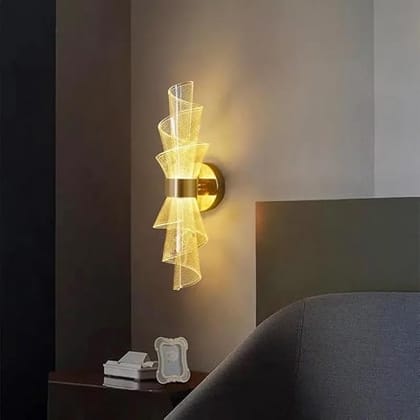 Led Acrylic Moden Golden Metal Wall Light - Warm White