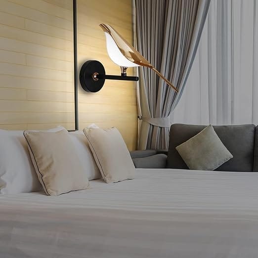 Adjustable Bird Wall Light, Wall Light for Living Room, Bedroom, Dining Area, Light Fixture, Rotatable Bedroom Bedside Lamp (Rose Gold) - Electricals | Buy online on ZillyBuy