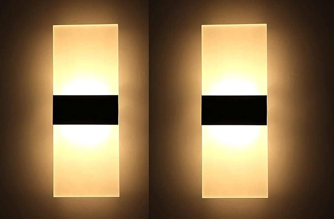 (Pack of 2) 15 Watts Rectangular LED Wall Lamp Acrylic - Warm White