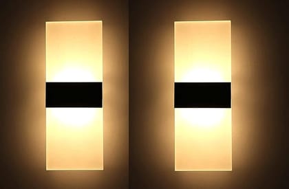 (Pack of 2) 15 Watts Rectangular LED Wall Lamp Acrylic - Warm White