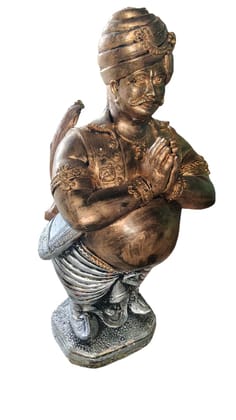 Indian King Statue - Bronze & Silver Finish, Exquisite Craftsmanship