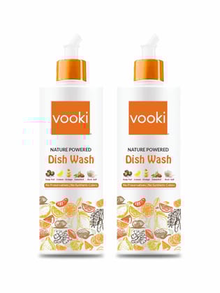 Vooki Nature Powered Natural Dish Wash Gel, No Preservatives, No Synthetic Colors - 500 ml (Pack of 2)…